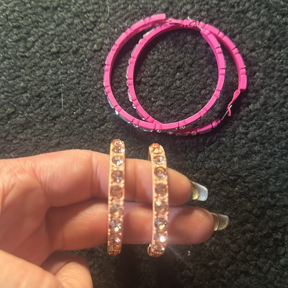2 Pairs of Blingy Hoop Earrings - Picture 3 of 5